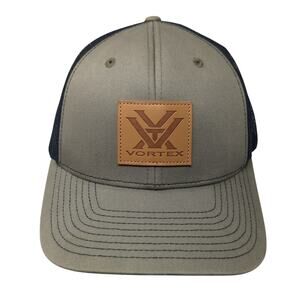 Vortex Leather Patch Mesh Back Trucker Hat Brown One Size Adjustable